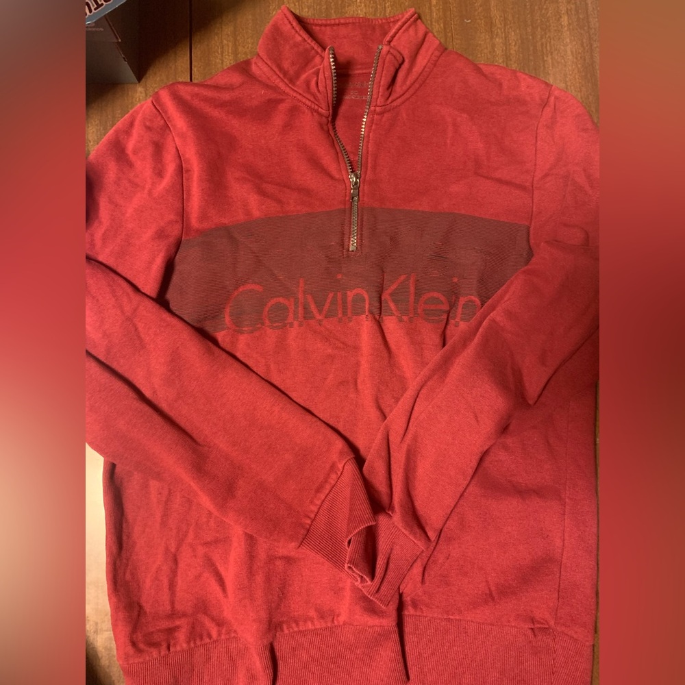 Calvin Klein Men's Zip-Up Red Sweater